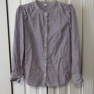 Old Navy Blue and White Striped Button Down Shirt